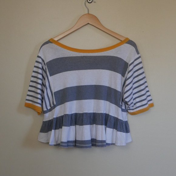 We The Free Striped Crop Peplum Top Size S - Picture 6 of 7